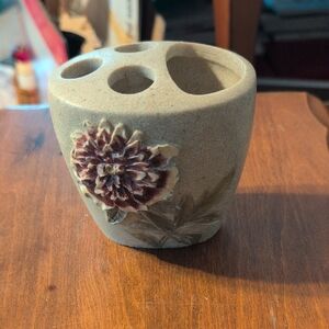 Floral Beige Ceramic Vase